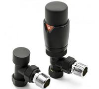 Reina Modal Trv Angled Radiator Valve And Lockshield Black