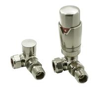 Reina Modal TRV & Lockshield Radiator Valve Set (15mm x 1/2") - Corner (Brushed) - EVO