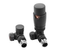 Reina Modal TRV & Lockshield Radiator Valve Set (15mm x 1/2") - Corner - EVO (Anthracite)