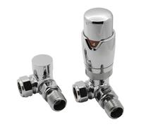Reina Modal TRV & Lockshield Radiator Valve Set (15mm x 1/2") - Corner - EVO (Chrome)