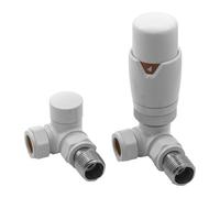 Reina Modal TRV & Lockshield Radiator Valve Set (15mm x 1/2") - Corner - EVO (White)