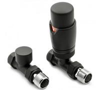 Reina Modal Trv Straight Radiator Valve And Lockshield Black