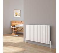 Reina Piatto Horizontal Aluminium Double Panel Radiator - Size 600 X 1195mm - White