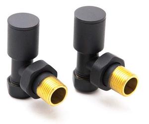 Reina Portland Anthracite Manual Steel Radiator and Towel Rail Valve Pair Angled