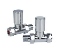Reina Portland Chrome Polished Manual Steel Radiator and Towel Rail Valve Pair Straight