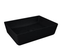 Reina Rak Feeling Ceramic Rectangular No Tap Hole Slim 5mm Edges Countertop Wash Basin Bowl 500X360mm Matt Black Basin Only
