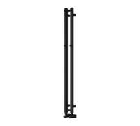 Reina Todi Heated Vertical Towel Rail With Hooks - 1200 X 108 mm - Black