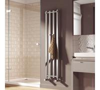 Reina Todi Heated Vertical Towel Rail With Hooks - 1200 X 260 mm - Chrome