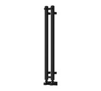 Reina Todi Heated Vertical Towel Rail With Hooks - 800 X 108 mm - Black