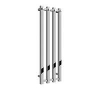 Reina Todi Heated Vertical Towel Rail With Hooks - 800 X 260 mm - Chrome