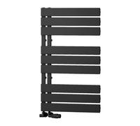 Reina Vada Vertical Aluminium Central Heating Towel Rail - 870 X 500mm - Black