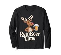 Reinbeer TIME Holiday Reindeer Cheers Beer Lovers Christmas Long Sleeve T-Shirt