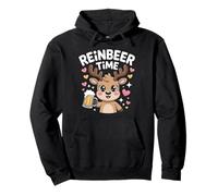 REINBEER TIME Holiday Reindeer Cheers Beer Lovers Christmas Pullover Hoodie