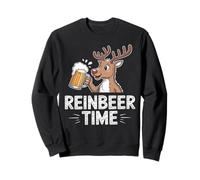 REINBEER TIME Holiday Reindeer Cheers Beer Lovers Christmas Sweatshirt
