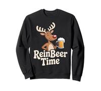 REINBEER TIME Holiday Reindeer Cheers Beer Lovers Christmas Sweatshirt