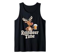 Reinbeer TIME Holiday Reindeer Cheers Beer Lovers Christmas Tank Top