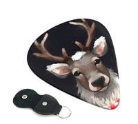 Reindeer 6 Pack Guitar Picks With Holder, Personalized Guitar Plectrums Non-Slip Portable Ukulele Bass Picks 0.71mm For Acoustic Guitar Lovers Gifts