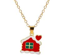 Reindeer and Festive Figure Necklace Yuletide Hand-Painted Enamel Bells Artisan Craft Jewelry Gift for Close Companions