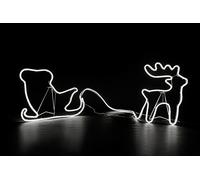 Reindeer and Santa Sleigh Neon Effect Rope Light Silhouette Double Side 180 Cool White LEDs Christmas Outdoor Home Wall Garden Holiday Festive Decorations