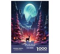 Reindeer And Tree Winter Theme Jigsaw Puzzles Puzzle for Adults Kids. 1000 Pieces Great Gifts Challenge Toy Educational Games Home Decoration for Educational Games Gifts 38x26cm/1000pcs
