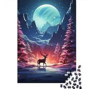 Reindeer And Tree Winter Theme Jigsaw Puzzles Puzzles for Adults Kids. 1000 Piece Great Gifts Challenge Toy Educational Games Home Decoration for Educational Games Gifts 1000pcs (75x50cm)