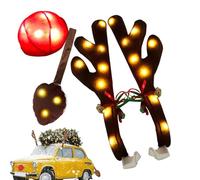 Reindeer Antler Car Decorations | LED Deer Antler with Nose, Car Decorations with Tail | for Automobiles, Trucks, SUV, Outdoor, Window, Roof, Ceiling, Days