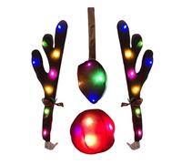 Reindeer Antler for Car - LED Deer Antler with Nose - Car Decoration with Tail for Automobiles, Trucks, SUV, Outdoor, Window, Roof, Ceiling, Days