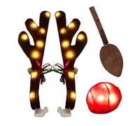 Reindeer Antler for Car, LED Deer Antler with Nose - Car Decorations with Tail | for Automobiles, Trucks, SUV, Outdoor, Window, Roof, Ceiling, Days