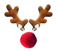 Reindeer Antlers for Car Cotton,Auto Reindeer Red Nose Set | Decor Festive Cute Ornament for Automotive Festival Vehicle Activities Auto Party Truck Road Trip