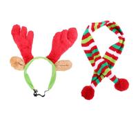 Reindeer Antlers Headband for Dogs and Kittens, Christmas Season | Acrylic and Polar Fleece, Elastic Band Design, Soft Thickened Fluffy Stripe Pattern, Family Gatherings