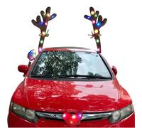 Reindeer Antlers - Holiday Car Antlers Nose Set Plush Design Secure Window Mounts | Perfect LED Lights for Christmas Events, Neighborhood Tours, Festive Winte