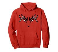 Reindeer Antlers Stag Head Line Art Winter Animal Silhouette Pullover Hoodie