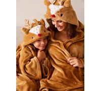 Reindeer Blanket with Sleeves & Hood light brown