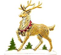 Reindeer Brooch Pin Woman Christmas Elk-shaped Brooch for Sweater Coat Evening Dress