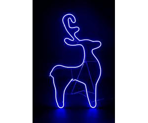Reindeer Calf Neon Effect Rope Light Silhouette Double Side 90 Blue LEDs Christmas Outdoor Home Wall Garden Holiday Festive Decorations