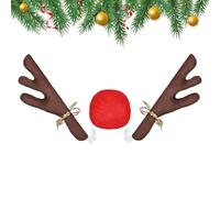 Reindeer Car Decoration Christmas - Car Christmas Decoration with Antlers, Short Plush Reindeer Costume, Car Antlers Decorative Plush Antlers for Cars Golf Course Parades, Christmas Time, Hunting