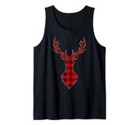Reindeer Christmas Buffalo Plaid Deer Holiday Tank Top