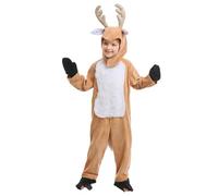 Reindeer Christmas Costume - Sturdy Versatile Comfortable Sturdy Clothes with Deer Animals Party Soft Jumpsuit Cute Boys Girls 3 to 13 | Outdoor Indoor Utility