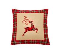 Reindeer Christmas Cushion Cover 40x40cm, Festive Decorative Pillow Case with Velcro Closure, Burlap Style Sofa, Bed, Throw Cushion Cover for Xmas Home Decorations