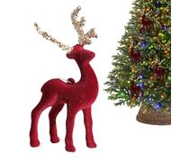 Reindeer Christmas Decor Flocking - Decorative Deer Figurine,Reindeer Pendant Statue for Winter Centerpiece Desk Shelf Tabletop Tree Kitchen Holiday Christmas Decoration
