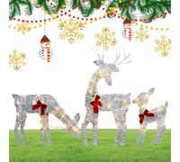 Reindeer Christmas Decorations, With Bell Bow, 2D Deer Yard Lights Decor, Large Christmas Reindeer Outdoor, For Festive Display, Garden, Backyard, Holiday Parties