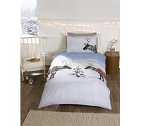 Reindeer Christmas Novelty Xmas Quilt Duvet Cover and Pillowcase Bedding Bed Set, Multi-Colour, Single