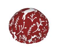 Reindeer Christmas,Shower Cap Nightcap Double Layer Waterproof Elastic Bath Cap Reusable Hair Cap