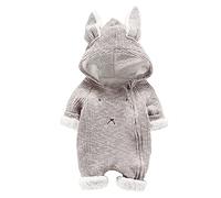 Reindeer Costume Baby Girl Hooded Jumpui 3D Clothing Romper Boy Children's Ear Baby Comic Boys Outfits & Set Jersey Name Children (Grey, 60)