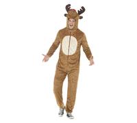 Adult Deluxe Reindeer Costume Rudolph Plush Mens Christmas Fancy Dress M L