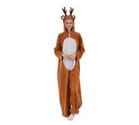 Reindeer Costume, Brown with All in One, Christmas Adult Fancy Dress, Santa Dress Up Costumes Comfy