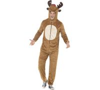 Adult Deluxe Reindeer Costume Rudolph Plush Mens Christmas Fancy Dress M L