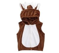 Reindeer Costume for Infant Baby Christmas Clothes Animal Fleece Jumpsuits Outfits with Ear Hood Baby Boys Girls Sleeveless Romper Girls Cute Warm Set (Brown, 2-3 Years)