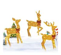 Reindeer Decor, Acrylic Display for Outdoors, Lighted Reindeer with Festive Glow, Holiday Yard Feature, Easy Setup Design, Christmas Tool, Lawn Accessory for Winter Season 3 Pieces