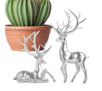 Reindeer Decor Collection - Artistic Resin Deer Figures, Luxury Christmas Ornament Duo, Detailed Handcrafted Sculpture With Smooth Texture | Modern Celebration Display For Fireplace Desk Home Interior